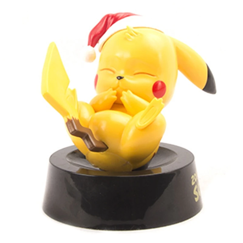 

Pikachu Wearing A Christmas Hat Sleep Figma TAKARA TOMY Anime Figure Pokemon Model Toys Ornament Kids Funny Gift