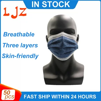 

Mask Disposable Blue Striped pattern Non-woven fabric 3 Layer Ply Filter Mask mouth Face mask Breathable Earloops Masks
