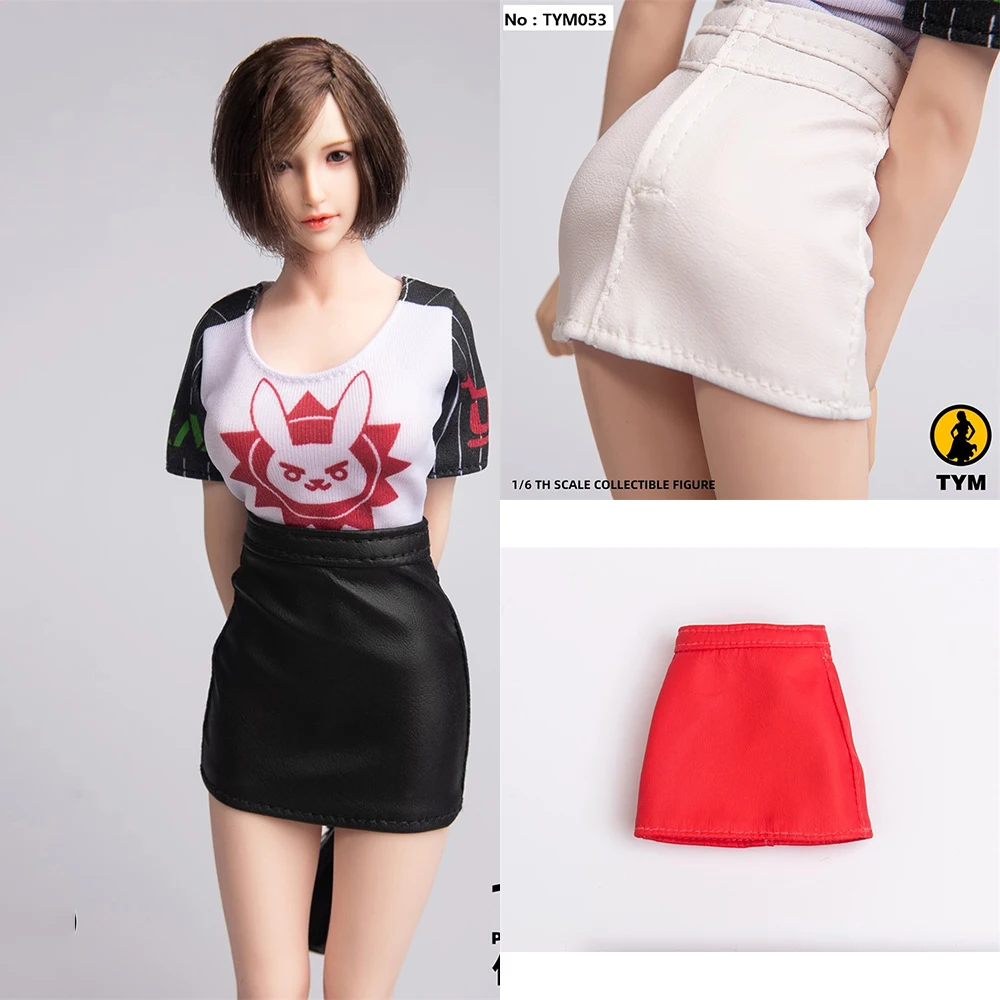 

TYM053 Black/Red/White Color 1/6 Sexy Elegant Hip Female Figure Clothes Accessory Leather PU Dress Skirt Model for 12'' Body
