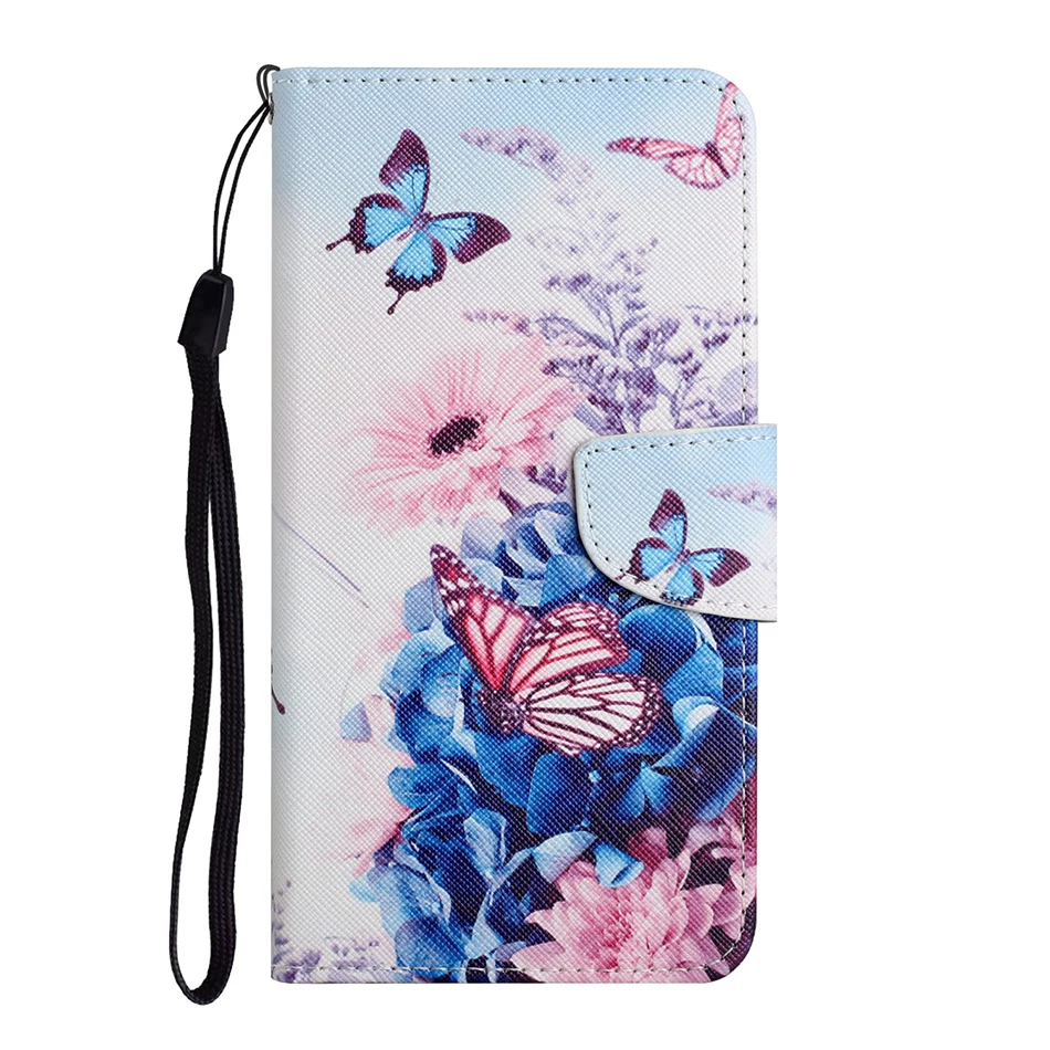 Cute Flower Cat Painted Leather Flip Case For Samsung Galaxy S8 Plus S9 S10 S20 S21 S22 Ultra Wallet Card Holder Phone Cover galaxy s22+ wallet case