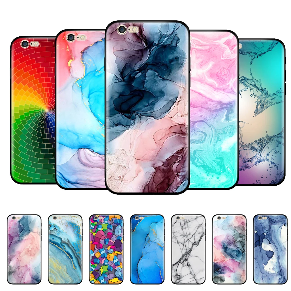 Per Iphone 5S 5S Se 2016 4.0 "Custodia Cover Per Telefono Su Apple Iphone 6 S 6 S Plus Funda Paraurti Custodia In Tpu Nera Marmo Moda Colorata