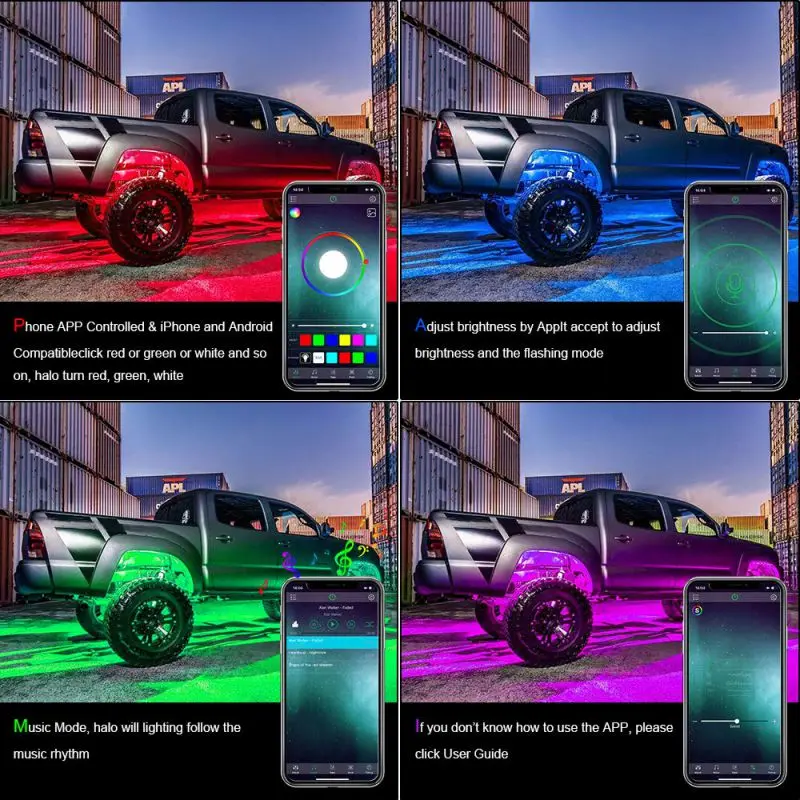 RGB светодиодный светильник с Bluetooth и управлением сотового телефона, разноцветный неоновый светильник с функцией синхронизации, музыкальный режим, светильник, комплект