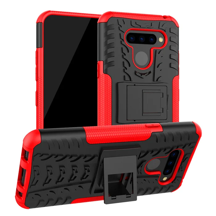 Для Motorola Moto E6 G7 Z4 Play G7 Plus G7 power Case жесткий пластиковый мягкий силиконовый гибридный бронированная подставка PC+ TPU чехол - Цвет: red