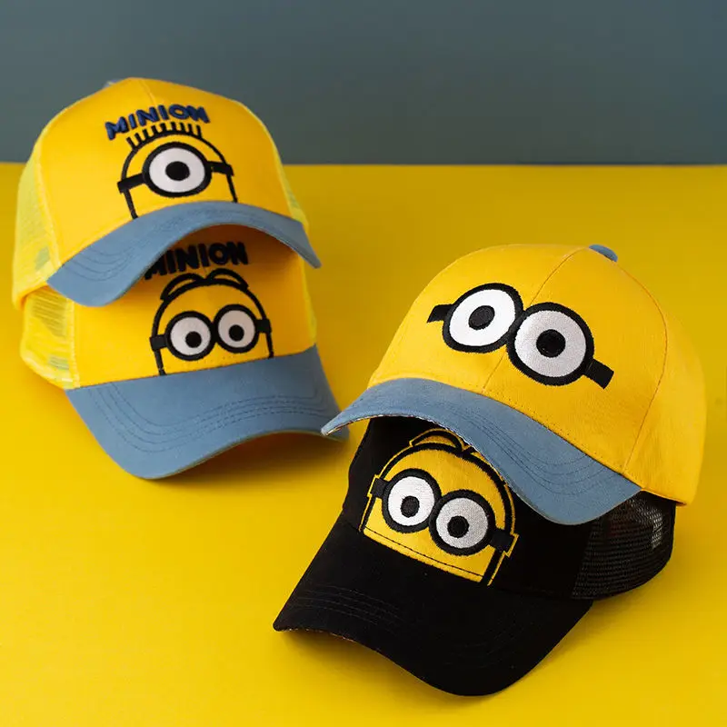 Детские шапки с миньонами для мальчиков блестящие симпатичные бейсболки весны и