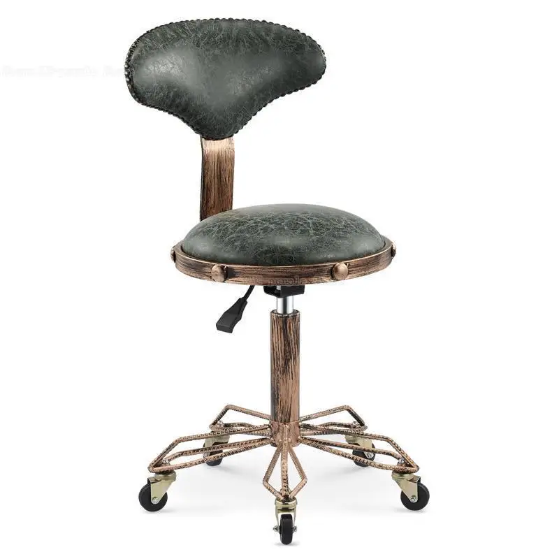 Регулируемые по высоте стулья для вышивки ногтей с высокой эластичной губкой ретро бронзовое парикмахерское кресло вращающееся подъемное кресло для красоты - Цвет: Style 3