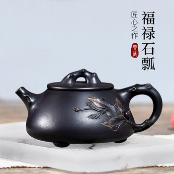 

GuYue hall yixing recommended handmade household kung fu tea tea teapot single pot of ferro stone gourd ladle