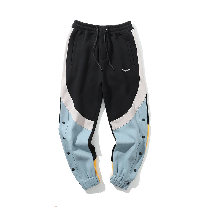 

Ankle-length Side Snap Fleece Jogger Pants Harajuku Multicolor Sweatpants Men Streetwear