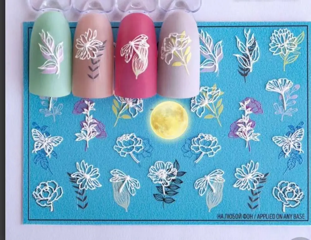 3D накладные ногти Цветочные водные для ногтей мозаика «Роза» Обертывания для ногтей 3 d горка для ногтей# w-1234