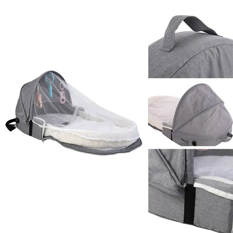Portable Bassinet For Baby Foldable Baby Bed Travel Sun Protection Mosquito Net Breathable Infant Sleeping Basket With Toyss