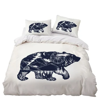 

Black Bear Bedding Set Bedroom Decor Bedspread White Bed Bags Microfiber Hypoallergenic Zipper 1PC Duvet Cover Pillowcase