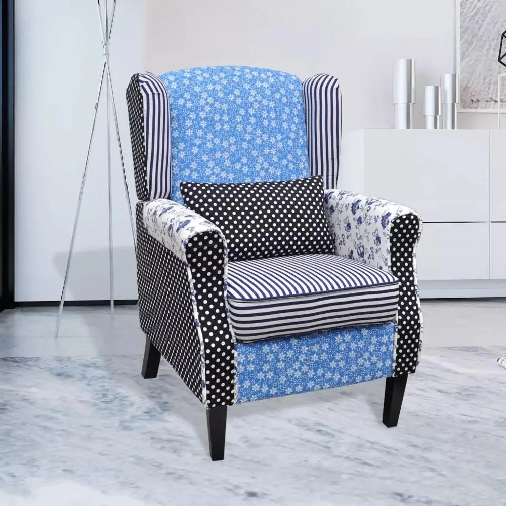 

2019 New Arrival Armchair With Patchwork Design Fabric For Living Room/Garden/Bedroom Soft Chair Decorative Chair