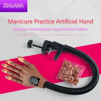 

Manicure Practice Hand Flexible Reusable Hand Model Bendable Joints Movable Finger Nail Tips Adjustable Training Artificial Hand