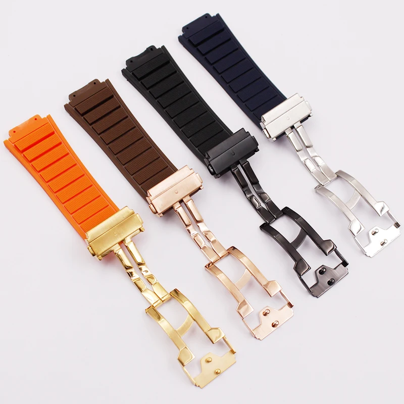 Watch Accessories Men's Rubber Strap For HUBLOT Series Sports Strap 19mm*29mm Women's Silicone Rubber Strap Folding Buckle 24mm