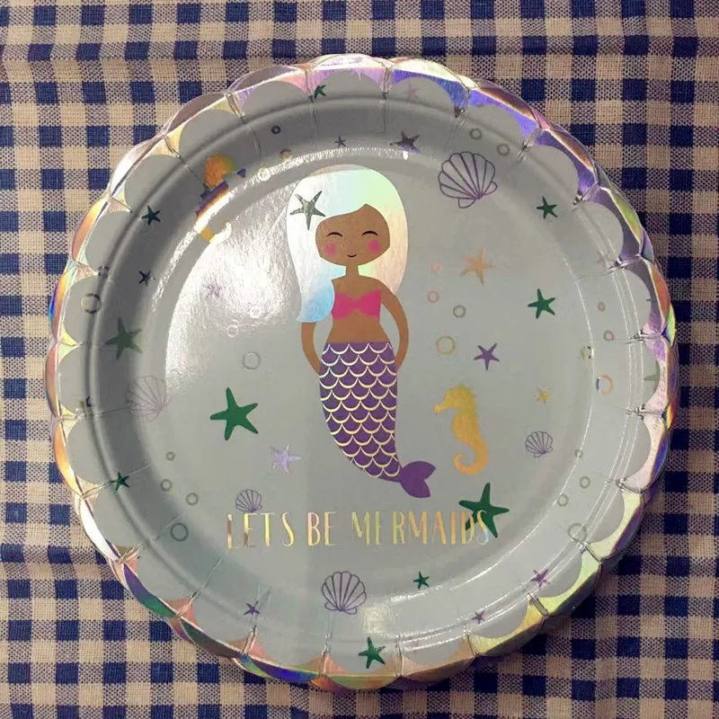12 шт./компл. Let "s Be Mermaid тема одноразовые наборы посуды детский душ для свадьбы Гирлянда День Рождения украшения поставки