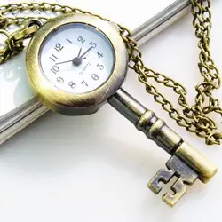 Модные стильные карманные часы, бронзовые, милые, Ретро стиль, ключ, дизайн, кварцевые, для женщин, подарок, ожерелье, цепь, часы, часы, Montre Reloj