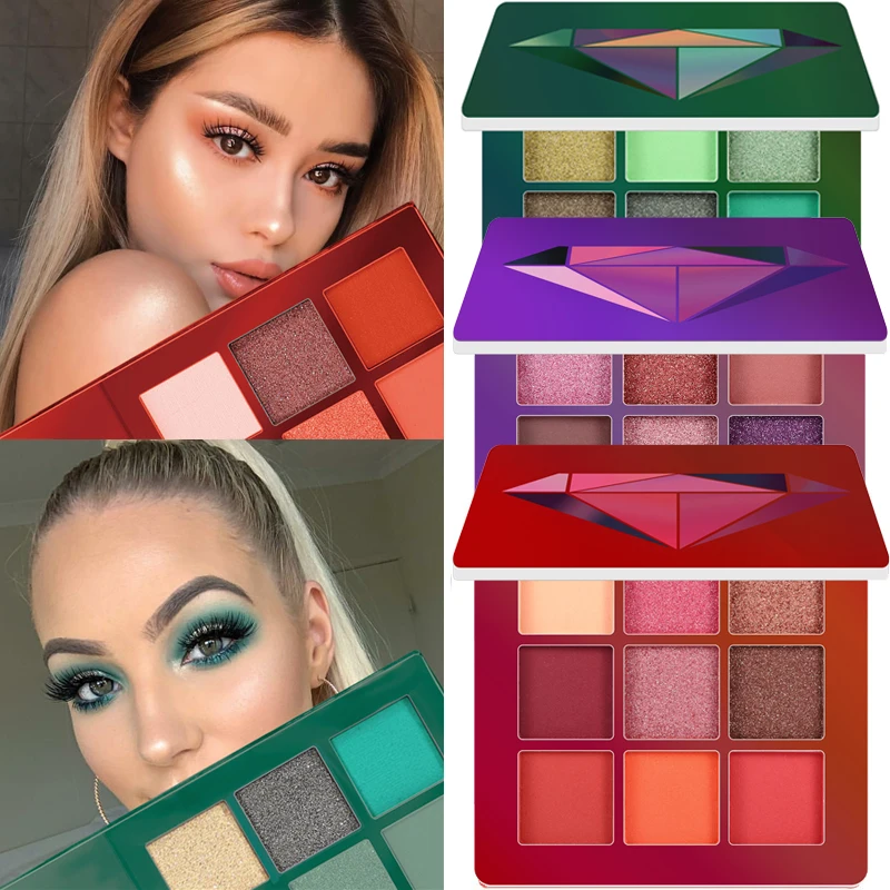 

9 Colors Glitter Eyeshadow Makeup Pallete Matte Eye shadow Palette Shimmer and Shine Diamond Eyeshadow Powder Pigment Cosmetics