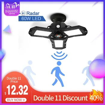 

Radar LED Garage Light Motion Sensor AC85-300 60W 50W 100W Deformation Adjustable Angle Garage Lamp Industrial For Garage Worksh
