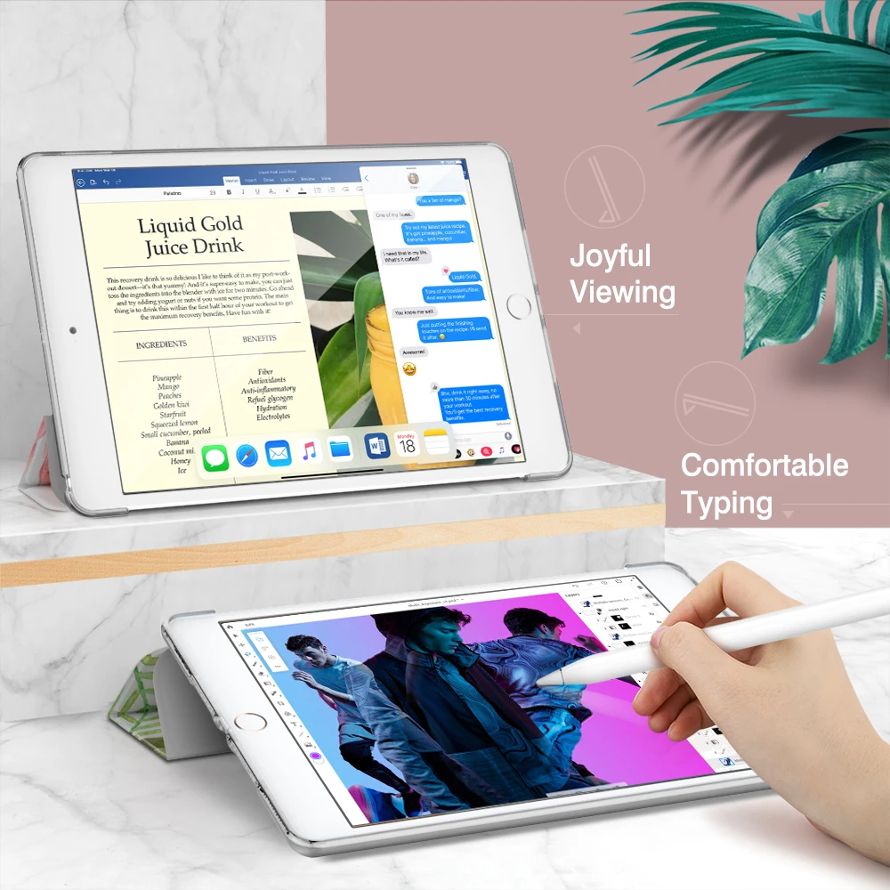 Чехол для нового iPad 7-го поколения 10,2, [гибкий ТПУ полупрозрачный, с глазурью назад] тонкий смарт-Стенд защитный чехол с авто