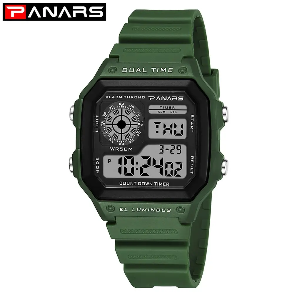

PANARS Muti-Functional LED Electronic Watch Daily Waterproof Outdoor Men Sport Digital Watch Men Clock Male Wrist WatchN