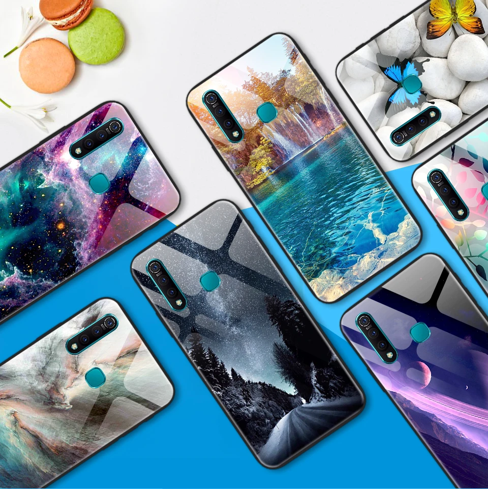 Закаленное стекло крышка для vivo Z5X/V1911A полная Защита задняя крышка для vivo S1/S1 Pro V1831A C1832A окрашенный Звездный бампер Capas