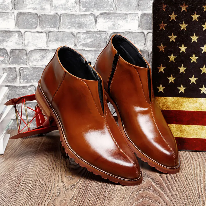 

2019 Autumn Winter Men Boots Comfortable Zipper Brand Casual Shoes genuine Leather ankle Boots shoes Motorcycle Boots j3