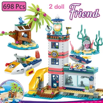 

698pcs Girl Friends Lighthouse Rescue Center Building Block Compatible lepinblock Friends Brick Toys for Girls Toys for Children
