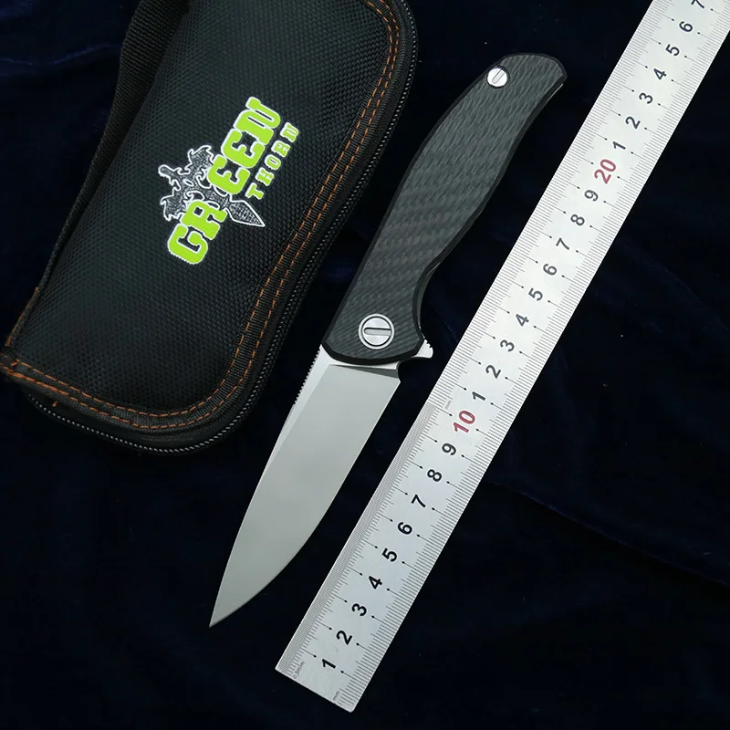 Складной нож Green thorn HATI CF с 3D подшипником складное лезвие M390 из углеродного