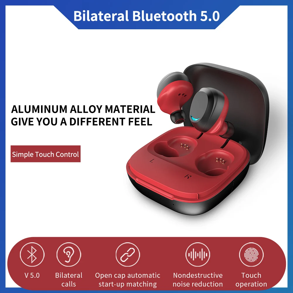 

U9 TWS Wireless Bluetooth Headset In-ear Touch Earbuds with Microphone Metal Charging Case Extra Long Standby Bluetooth 5.0