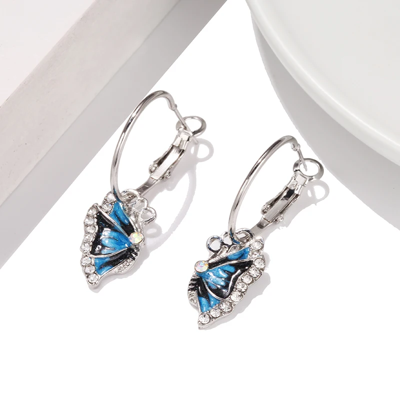 Женские изысканные Кристальные серьги в форме бабочки, маленькие серьги-кольца для женщин, модные ювелирные изделия Oorbellen Aretes De Mujer