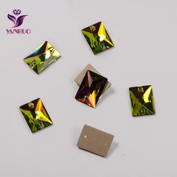 

YANRUO 3250 Rectangle VM Rainbow Glass Rhinestones for Sew on Wedding Dress Clothes Gymnastic Ritmic Arts and Crafts