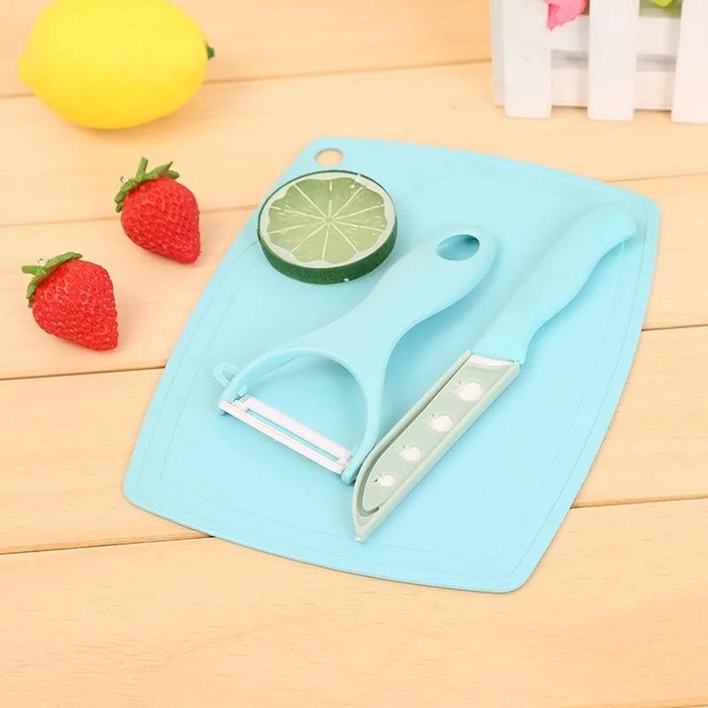 

Ceramic Knife Peeler Set Plastic Cutting Board Chopping Block Three-Piece Kitchen Multifunctional Gadgets Gifts kitchen gadgets