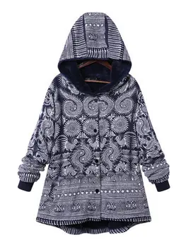

2019 autumn and winter new cotton and linen positioning printing plus velvet padded coat jacket