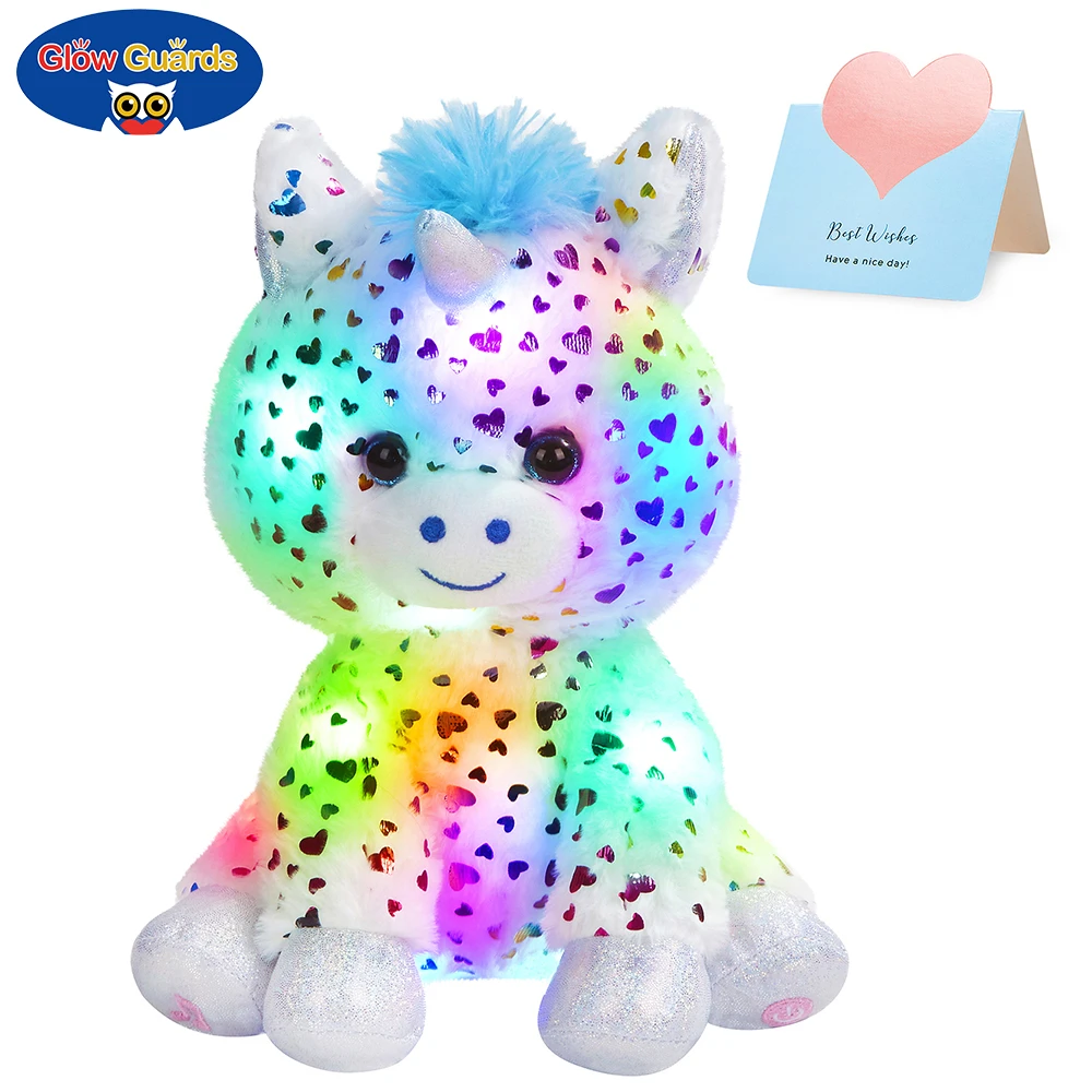 Muñecos de peluche de unicornio para niños y niñas, juguete de animales que brillan en la oscuridad, regalo de cumpleaños, vacaciones y Navidad|Juguetes de peluche que se iluminan| -