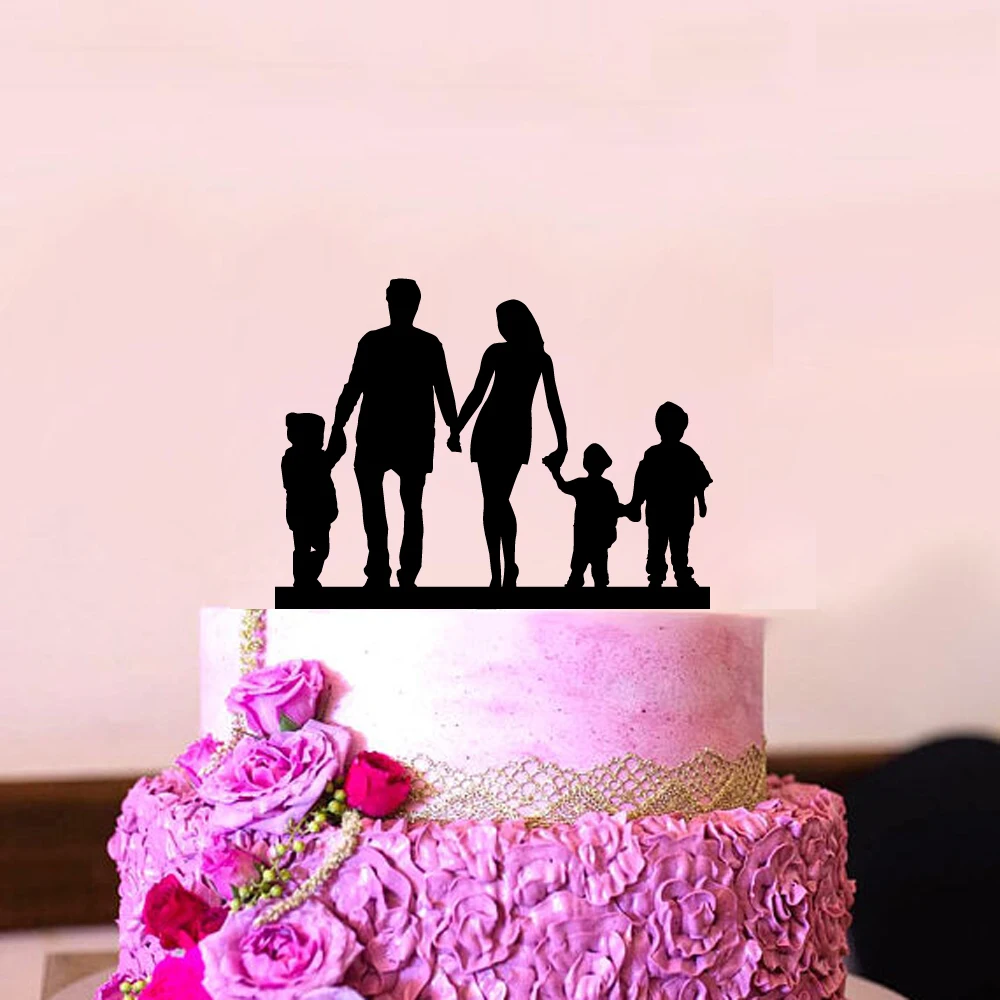 Family Style Cake Topper Wedding Party Family Party Anniversary Bridal Shower Decorations Kids Gift cake decor Rustic Wedding (5)