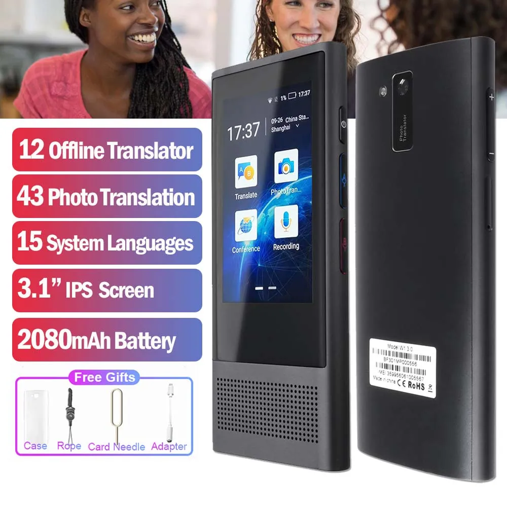 Portable W1 3.0 AI Offline Translator 117 Multi Languages 4G WIFI 1G+8G Photo Instant Pocket w/ 3.1" Touch Screen | Электроника