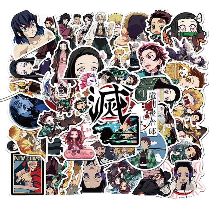 10/30/50 шт в наборе Kimetsu без Yaiba упаковка этикеток подарки аниме наклейки для детей