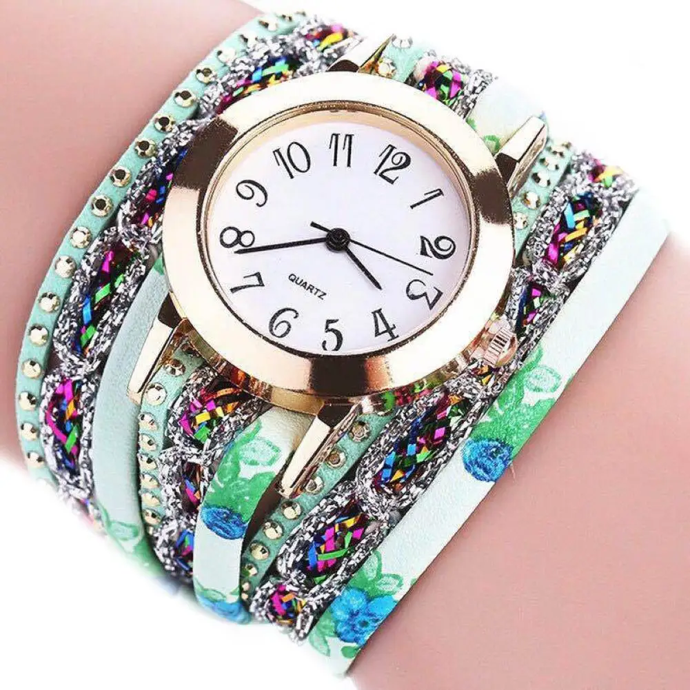 Ethnic Style Women Multilayer Faux Crystal Bracelet Arabic Numerals Quartz Watch | Наручные часы