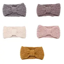 Вязаные повязки для волос с бантом для йоги, шерстяные зимние теплые защитные головные уборы, эластичные повязки на голову для женщин