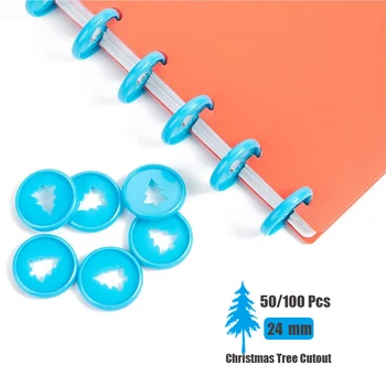 

50/100 Pcs24mm Solid Christmas Tree Disc Binder for Planners Diy Loose Leaf Binder Rings Planner Discs for Scrapbooking