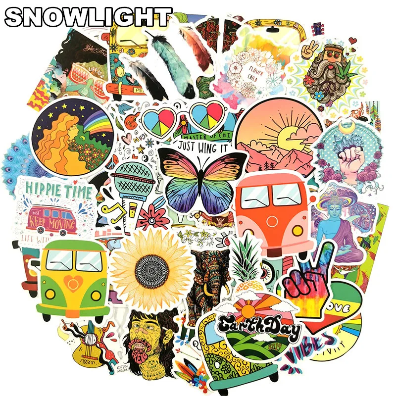 10/30/50 Pcs/set  Hippie Stickers Peace Signs Totem Waterproof Decal Sticker To Laptop Luggage Car Toy Sticker For Kids