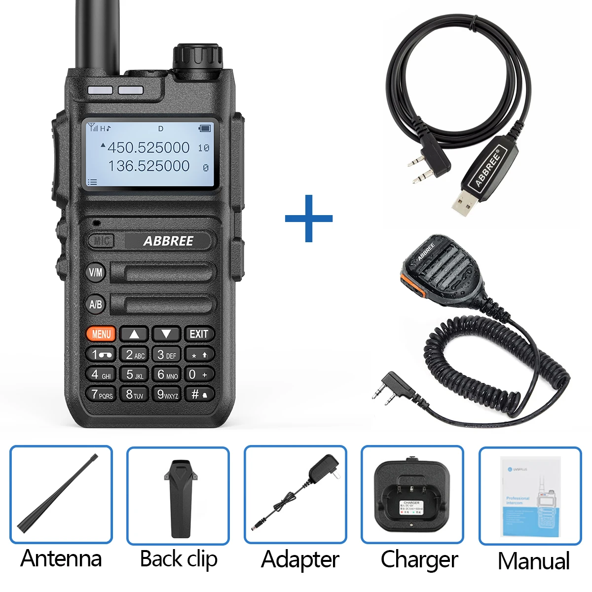 baofeng walkie talkie ABBREE AR-F5 Automatic Wireless Copy Frequency Walkie Talkie  Large LCD Display Upgrade Baofeng UV-5R Long Distance Radio baofeng walkie talkie Walkie Talkie