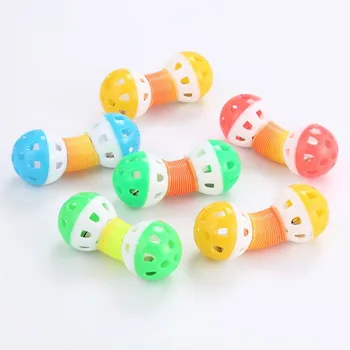 

Fashion Funny Pet Plastic Balls With Bell Spring Bounce Toy Set Pets Interactive Sound Toy Cat Teaser Bounce Toy 6 PCS