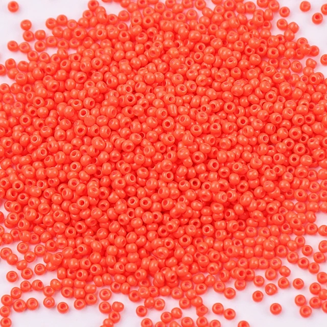 10g 720 Pieces 2mm Austria Solid Color Bead 12/0 Opaque Neon Round Beads Glass Seed Beads Handmade DIY Jewelry Bags Accessories 339 Orange