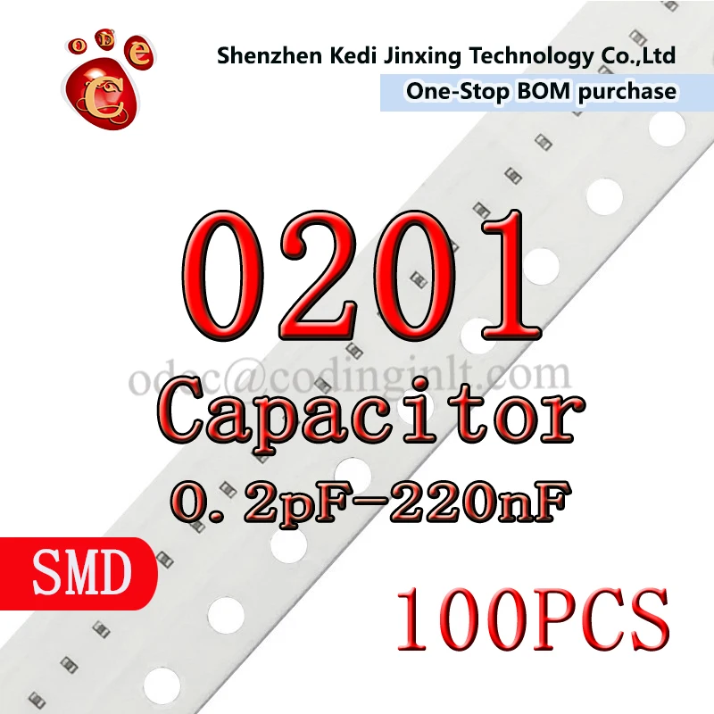 0201 커패시터 0603 메트릭, 50V, 0.2pF 10nF, 0.4pF, 0.5pF, 0.6pF, 0.82pF, 0.9pF