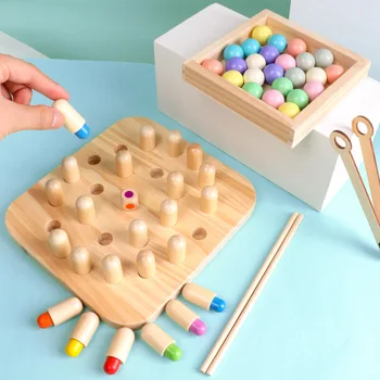 

Kids Wooden Memory Match Stick Chess Game Fun Block Board Game Educational Color Cognitive Ability Toy For Children