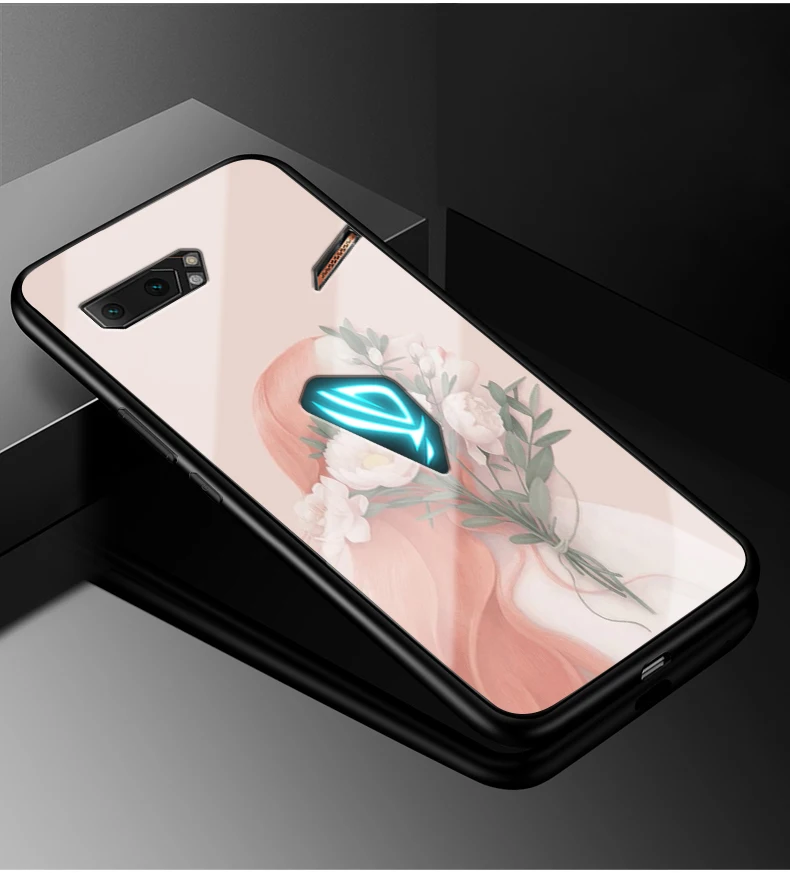 Для Asus ROG Phone II ZS660KL чехол силиконовый бампер жесткая стеклянная задняя крышка для Asus ROG Phone 2 ZS660KL Gaming Phone2 - Цвет: 28