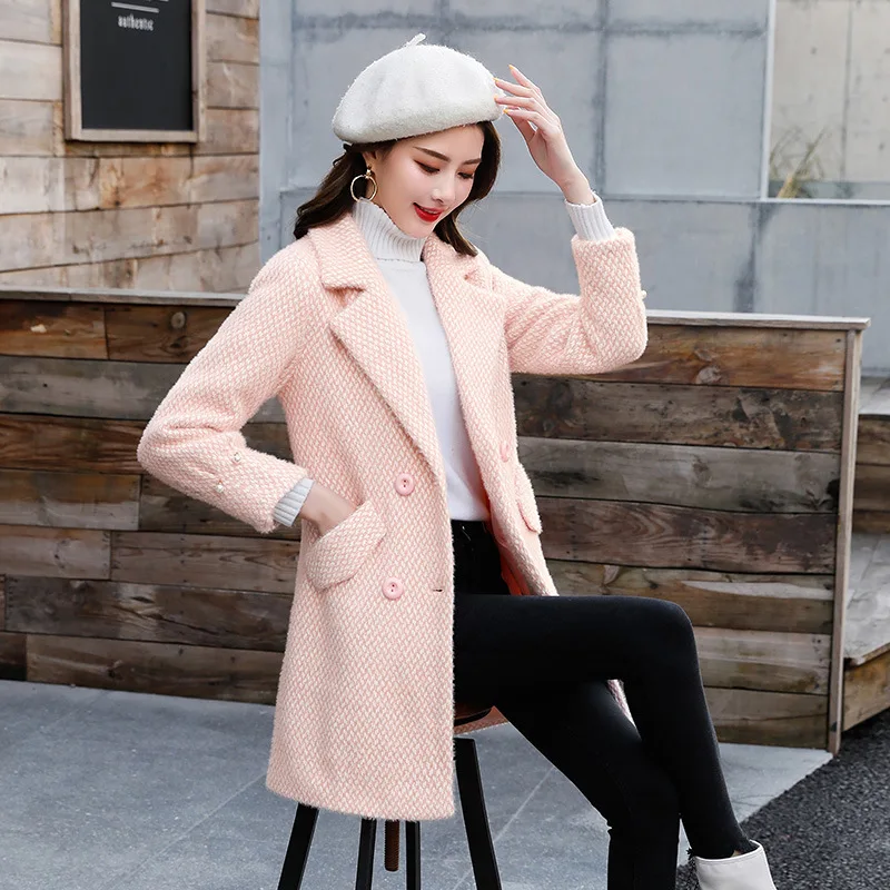 

Woolen Jacket Women's Mid-length Water Mink Cashmere 2019 New Style Short-height Gold Mink Cashmere Thick Woolen Overcoat Winter