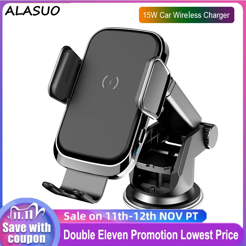15W Phone Holder Car Wireless Charger QI Fast Charger For iPhone 8 9 X XR XS Samsung Two Mode Air Vent / Sucker
