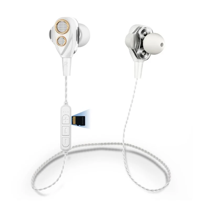 Wireless Bluetooth Earphones Headphone With Micro Card Play Stereo Bass Sport Four Speakers For Mobile Phone Surround Sound - Цвет: white only earphone