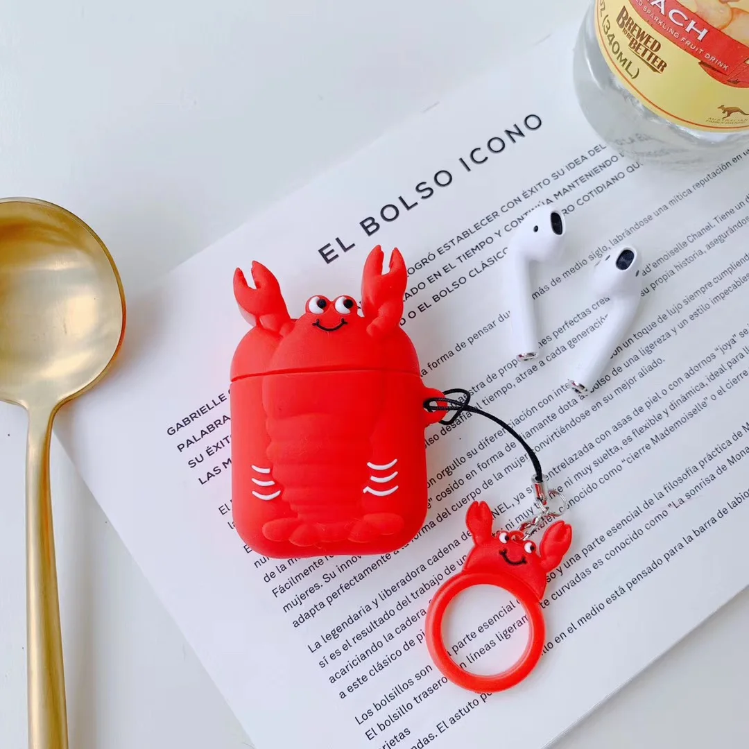 shrimp 3D чехол для наушников для Airpods 2, силиконовый чехол для наушников с изображением креветок из мультфильма, чехол для наушников на Хэллоуин, тыква - Цвет: shrimp
